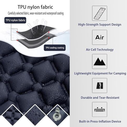 وسادة نوم من MEETSUN للتخييم - حصيرة تخييم خفيفة الوزن مع مضخة قدم مدمجة وسادة، مرتبة هوائية مدمجة للتخييم مع طقم إصلاح، حصيرة نوم خفيفة الوزن للتخييم، وحقائب الظهر، والمشي لمسافات طويلة، والسيارة، والخيمة in Kuwait