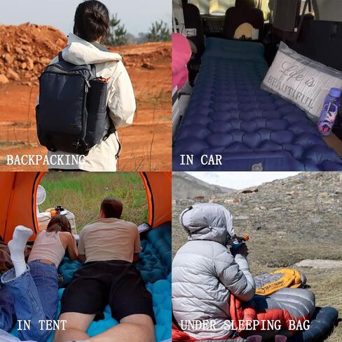 وسادة نوم من MEETSUN للتخييم - حصيرة تخييم خفيفة الوزن مع مضخة قدم مدمجة وسادة، مرتبة هوائية مدمجة للتخييم مع طقم إصلاح، حصيرة نوم خفيفة الوزن للتخييم، وحقائب الظهر، والمشي لمسافات طويلة، والسيارة، والخيمة in Kuwait