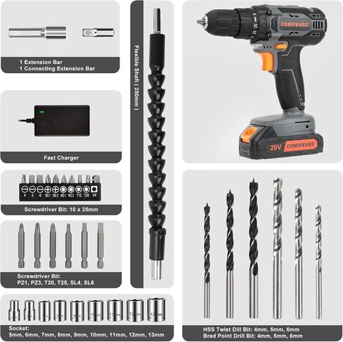 COMOWARE 20V Fast Charger, 88W Official Charger Adapter for COMOWARE 20V Cordless Drill Battery, Rapid Charging Tool Accessories in Saudi Arabia