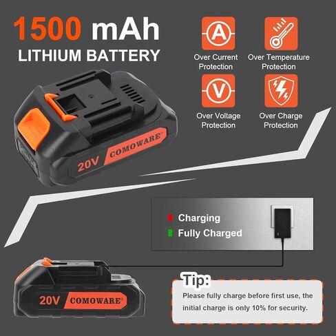 COMOWARE 20V Fast Charger, 88W Official Charger Adapter for COMOWARE 20V Cordless Drill Battery, Rapid Charging Tool Accessories in Saudi Arabia