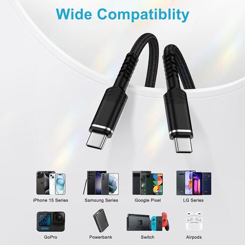 كابل USB C لهاتف iPhone 16/16 Pro Max/16 Pro/16 Plus/15، كابل شحن سريع لشاحن iPhone [3.1A، 6FT] كابل شحن من النوع C إلى النوع C لهاتف Samsung Galaxy A55/A15، S24/S23، Google Pixel 9/9 برو/8a/7 in Kuwait