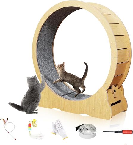 Cat Wheel, 43.5 inch XL Cat Treadmill, Cat Exercise Wheel for Indoor Cats, Extra Large Cat Running Wheel for Cats, Cat Treadmill Wheel with Carpeted Runway, Locking Mechanism in Saudi Arabia