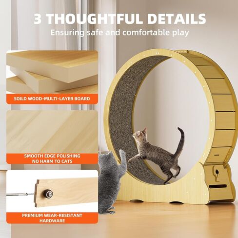 Cat Wheel, 43.5 inch XL Cat Treadmill, Cat Exercise Wheel for Indoor Cats, Extra Large Cat Running Wheel for Cats, Cat Treadmill Wheel with Carpeted Runway, Locking Mechanism in Saudi Arabia