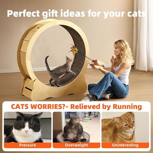 Cat Wheel, 43.5 inch XL Cat Treadmill, Cat Exercise Wheel for Indoor Cats, Extra Large Cat Running Wheel for Cats, Cat Treadmill Wheel with Carpeted Runway, Locking Mechanism in Saudi Arabia