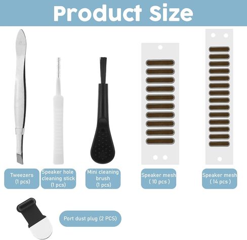 26 Pcs USB C Dust Plug Port Plug Protector Type C Anti Dust Cover Charging Port Cleaner Speaker Cover Dustproof Mesh Stickers with Cleaner Tools Tweezer Cleaning Kit for Charging Port in Saudi Arabia