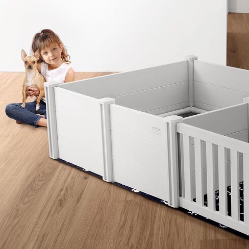 صندوق إنجاب للكلاب من VEVOR، مقاس 93.3 × 48.4 × 18.1 بوصة، صندوق إنجاب ثنائي المنطقة للجراء، قلم إنجاب للجراء، صندوق ولادة للكلاب مزود بقضبان، وسادتان للتبول قابلتان للغسل و2 كيس تخزين، أبيض in Saudi Arabia