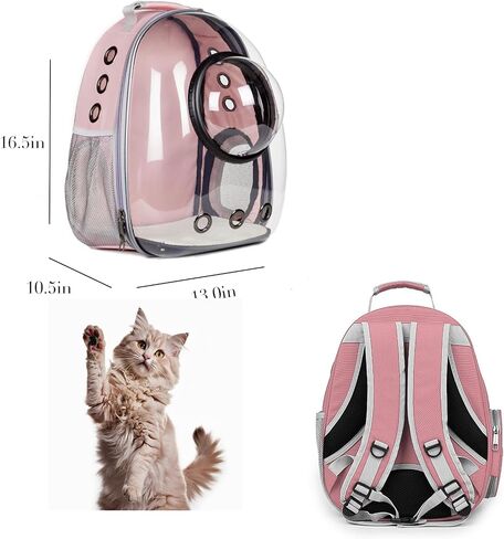 Cat Carrier with Harness Backpack with Bubble Clear Front for Cats,Small Dogs Bunnies etc with Harness Included, Pet Carrier for Travel, Walking, Hiking and Outdoor Bag Pink in Saudi Arabia