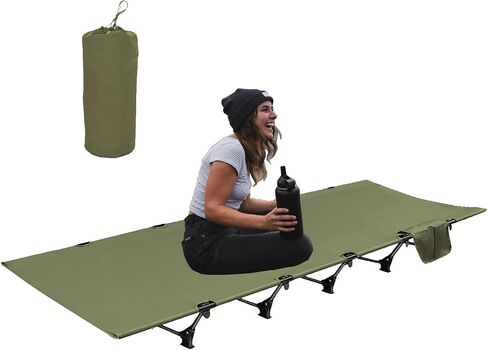Camping Cot, Ultralight Folding Backpacking Cot, Outdoor Bed Supports 320lbs, Portable Camping Bed for Adults for Camping Hiking Travel Home Army Green in Saudi Arabia