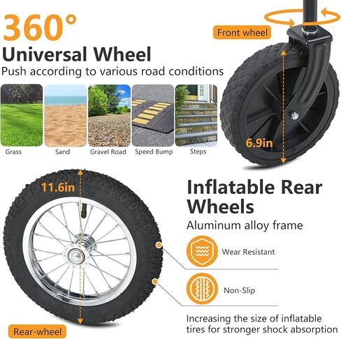 FDW Dog Stroller 2-in1 Dog Bike Trailer Pet Stroller Bicycle Carrier with Hitch Suspension Visibility Flag & Reflectors for Small Medium & Large Dogs, Gray in Saudi Arabia