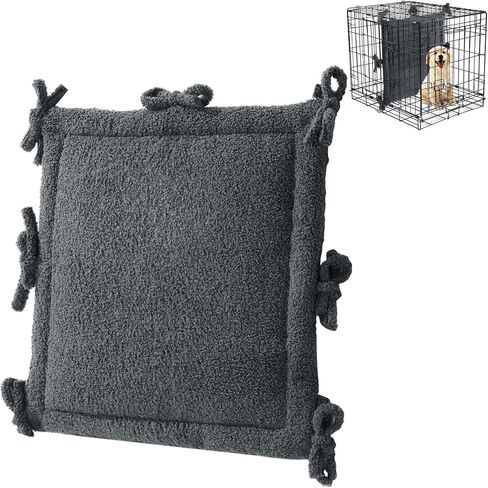 HOMBYS Fluffy Thick Dog Crate Divider Panel (Divider Only, Without Crate), Soft Warm Dog Kennel Divider with Ties, Dog Crate Accessories for Puppy Crate Training, Grey, 21" H x 19“W in Saudi Arabia