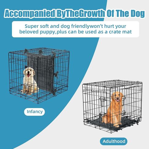 HOMBYS Fluffy Thick Dog Crate Divider Panel (Divider Only, Without Crate), Soft Warm Dog Kennel Divider with Ties, Dog Crate Accessories for Puppy Crate Training, Grey, 21" H x 19“W in Saudi Arabia