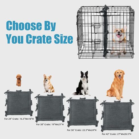 HOMBYS Fluffy Thick Dog Crate Divider Panel (Divider Only, Without Crate), Soft Warm Dog Kennel Divider with Ties, Dog Crate Accessories for Puppy Crate Training, Grey, 21" H x 19“W in Saudi Arabia