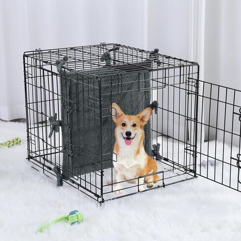 HOMBYS Fluffy Thick Dog Crate Divider Panel (Divider Only, Without Crate), Soft Warm Dog Kennel Divider with Ties, Dog Crate Accessories for Puppy Crate Training, Grey, 21" H x 19“W in Saudi Arabia