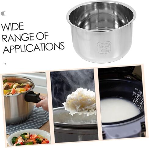UPKOCH Inner Cooking Pot 3L Stainless Steel Pot for Rice Cooker and Rice Cooker Liner Rice Cooking Container Rice Maker Accessories for Rice Maker Cooker in Saudi Arabia