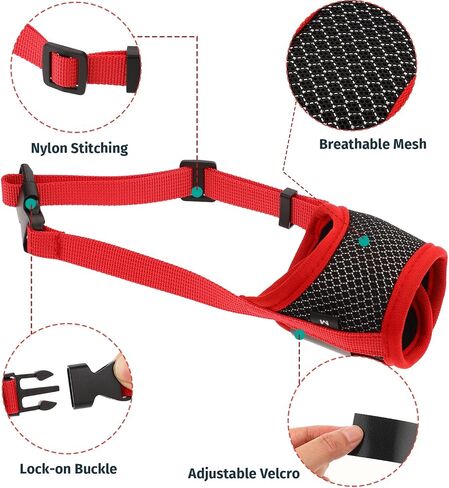 Dog Muzzle Soft Mesh Muzzle for Small Medium Large Dog Adjustable Loop Pet Muzzle Dog Mouth Guard with Comfortable Air Mesh Soft Fabric for Anti-Biting Barking Chewing Grooming Allow Panting Drinking in Saudi Arabia