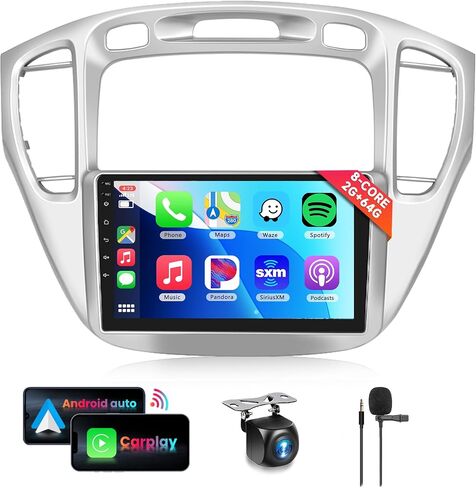 2G+64G 8 CORE Car Radio for Toyota Highlander 2000-2007 with Wireless CarPlay Android Auto, 9 Inch 1280 * 720P IPS Touch Screen Android 13 Car Stereo with GPS WiFi Bluetooth 32-Band DSP SWC HD Camera in Saudi Arabia