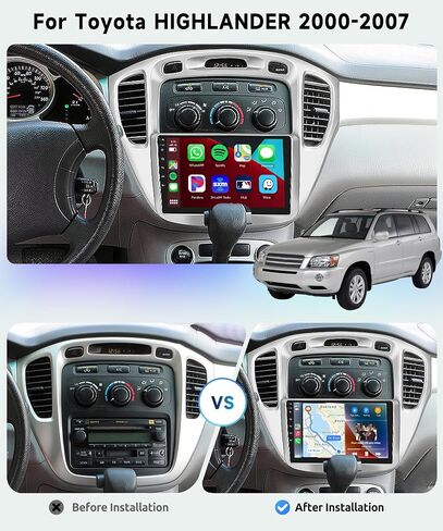 2G+64G 8 CORE Car Radio for Toyota Highlander 2000-2007 with Wireless CarPlay Android Auto, 9 Inch 1280 * 720P IPS Touch Screen Android 13 Car Stereo with GPS WiFi Bluetooth 32-Band DSP SWC HD Camera in Saudi Arabia