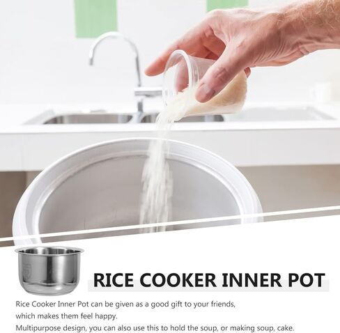 UPKOCH Inner Cooking Pot 3L Stainless Steel Pot for Rice Cooker and Rice Cooker Liner Rice Cooking Container Rice Maker Accessories for Rice Maker Cooker in Kuwait