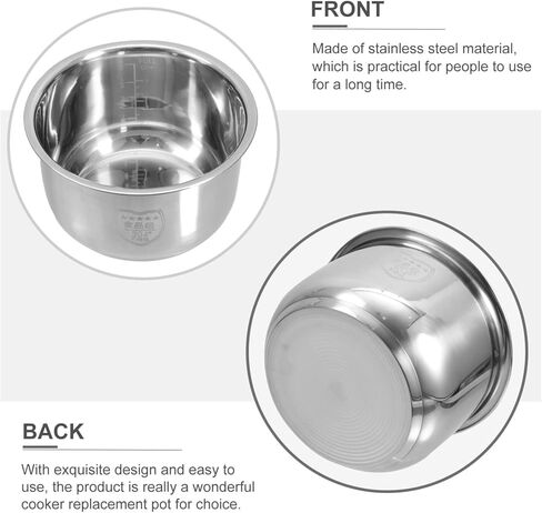 UPKOCH Inner Cooking Pot 3L Stainless Steel Pot for Rice Cooker and Rice Cooker Liner Rice Cooking Container Rice Maker Accessories for Rice Maker Cooker in Kuwait