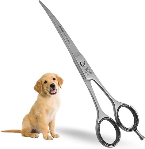 Dog Grooming Scissors, Curved Scissor for Dog Grooming and Cats, Pet shears for Trimming Face & Paws, 7 In Curved Blade in Saudi Arabia
