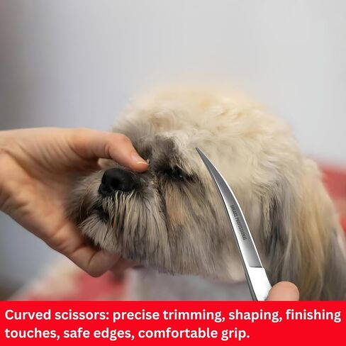 Dog Grooming Scissors, Curved Scissor for Dog Grooming and Cats, Pet shears for Trimming Face & Paws, 7 In Curved Blade in Saudi Arabia