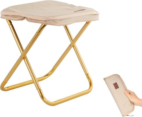 Camping Stool，Portable Foldable Stool, Lightweight Zip Packed Stool ，Aluminum Alloy Convenient for Travel Chair for Camping，Fishing Hiking，BBQ，Wait in Line， 300 LBS Load (Gold Color) in Saudi Arabia