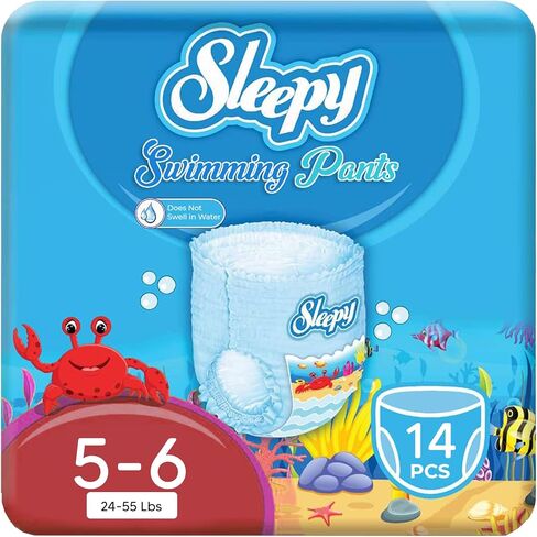 Swim Diapers, Swim Pants for Little Swimmers Size 4-5(15-40 LBS, Count- 17 PCs), Disposable Diaper for Splashers in Kuwait