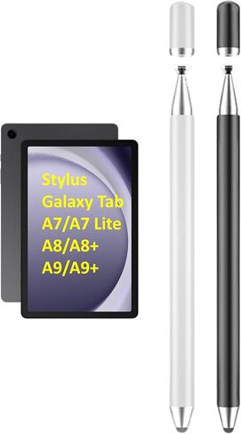 قلم 2 في 1 لجهاز Samsung Galaxy Tab A9+ Plus/A9/A8/A8 Plus/A7/A7 Lite، قلم سعوي عالي الحساسية والدقة لأجهزة iPad Pro/iPhone/Fire/Surface Table جميع الأجهزة التي تعمل باللمس (أسود + أبيض ) in Saudi Arabia