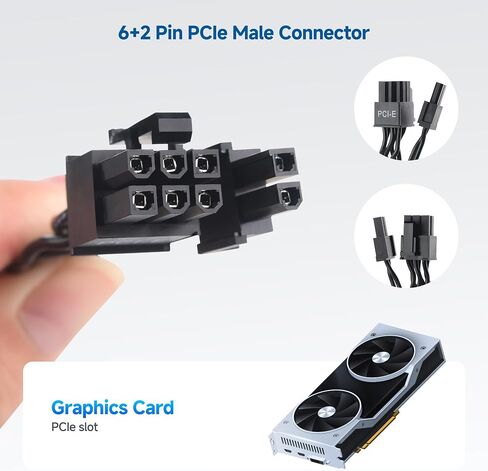 Cable Matters 8 Pin GPU Power Cable 2ft، 8 Pin EPS / 8 Pin ATX Male إلى 6+2 Pin PCIe Male Cable، كابل طاقة بطاقة الرسومات / 8 Pin PCIe Cable - 2 قدم in Saudi Arabia
