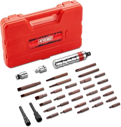 Pikwo Hand Manual Reversible 1/2-inch 3/8-inch Impact Driver Set Extractor-13PCS Impact Screwdriver S2 Steel Disengage Rusted Fasteners or Frozen Bolts in Kuwait