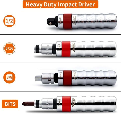 Pikwo Hand Manual Reversible 1/2-inch 3/8-inch Impact Driver Set Extractor-13PCS Impact Screwdriver S2 Steel Disengage Rusted Fasteners or Frozen Bolts in Kuwait