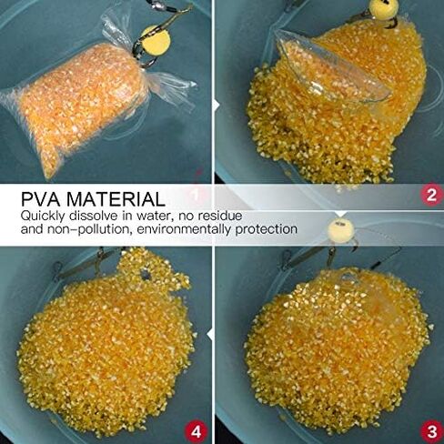 حقيبة قابلة للذوبان في الماء، 50 قطعة من حقيبة تذويب الماء PVA حقيبة شبكية لصيد سمك الشبوط مع سلسلة 20 متر لأكياس طعم Boilie وأنابيب شبكية صغيرة in Saudi Arabia