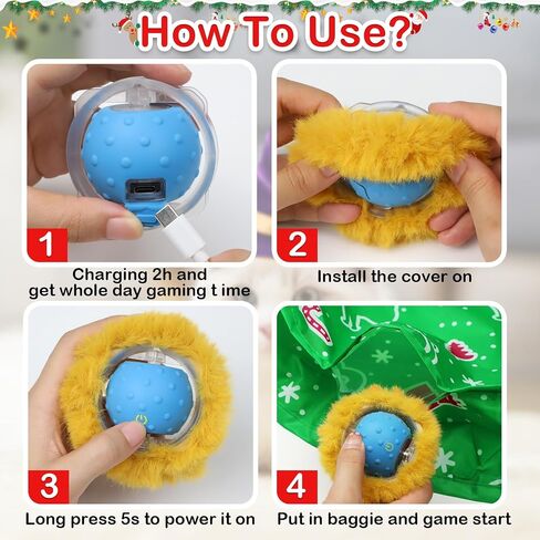 Interactive Cat Toys Ball Fast Rolling in Christmas Pocket, Motion Activate Chirping Cat Toy Hide and Seek Mouse Catching Game in Saudi Arabia