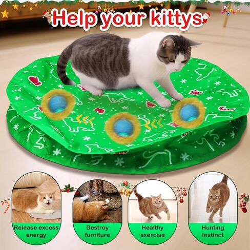 Interactive Cat Toys Ball Fast Rolling in Christmas Pocket, Motion Activate Chirping Cat Toy Hide and Seek Mouse Catching Game in Saudi Arabia