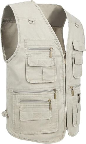LUSI MADAM Men's Stone Washed Denim Multi-pocketed Fishing Work Outerwear Vest in Kuwait
