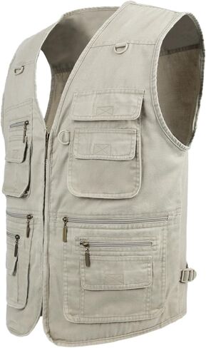 LUSI MADAM Men's Stone Washed Denim Multi-pocketed Fishing Work Outerwear Vest in Kuwait