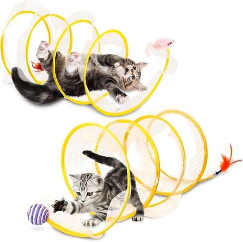 2 Pcs Folded Cat Toys,Indoor Cat Activity Structure,Portable and Foldable,Promoting Happiness and Comfort for Your Beloved Feline Companion(Color:Yellow) in Kuwait