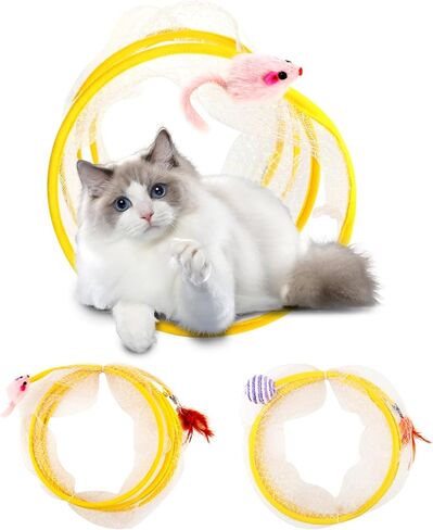 2 Pcs Folded Cat Toys,Indoor Cat Activity Structure,Portable and Foldable,Promoting Happiness and Comfort for Your Beloved Feline Companion(Color:Yellow) in Kuwait