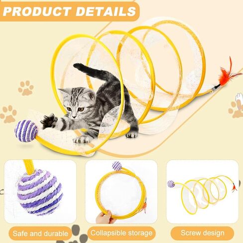 2 Pcs Folded Cat Toys,Indoor Cat Activity Structure,Portable and Foldable,Promoting Happiness and Comfort for Your Beloved Feline Companion(Color:Yellow) in Kuwait
