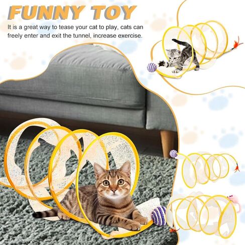 2 Pcs Folded Cat Toys,Indoor Cat Activity Structure,Portable and Foldable,Promoting Happiness and Comfort for Your Beloved Feline Companion(Color:Yellow) in Kuwait