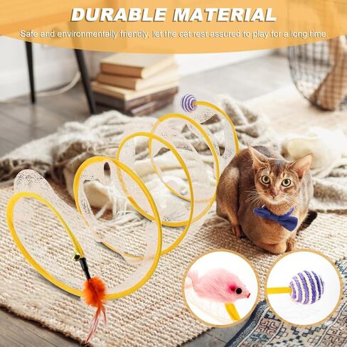 2 Pcs Folded Cat Toys,Indoor Cat Activity Structure,Portable and Foldable,Promoting Happiness and Comfort for Your Beloved Feline Companion(Color:Yellow) in Kuwait