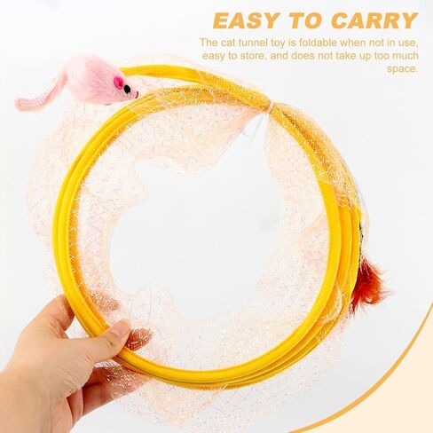 2 Pcs Folded Cat Toys,Indoor Cat Activity Structure,Portable and Foldable,Promoting Happiness and Comfort for Your Beloved Feline Companion(Color:Yellow) in Kuwait