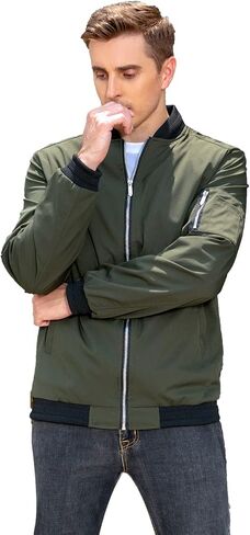 Men's Running Jacket Long Sleeve Slim Fit Lightweight Varsity Baseball Bomber Jackets Sportswear in Saudi Arabia