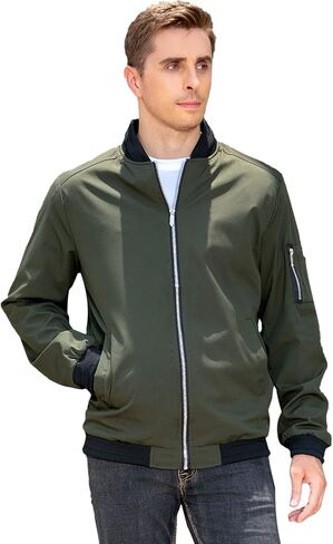 Men's Running Jacket Long Sleeve Slim Fit Lightweight Varsity Baseball Bomber Jackets Sportswear in Saudi Arabia