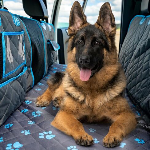 Dog Back Seat Extender - Non Slip, Waterproof Hard Bottom Car Seat Cover for Dogs Up to 200 lbs with Paw Print Design - Heavy Duty Backseat Extender for Dogs SUV, Car Dog Hammock for Truck in Saudi Arabia