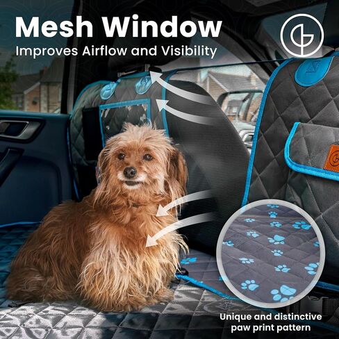 Dog Back Seat Extender - Non Slip, Waterproof Hard Bottom Car Seat Cover for Dogs Up to 200 lbs with Paw Print Design - Heavy Duty Backseat Extender for Dogs SUV, Car Dog Hammock for Truck in Saudi Arabia