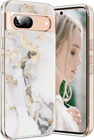 حافظة رخامية لهاتف Google Pixel 8A 5G، حافظة TPU شفافة من السيليكون الناعم للنساء، غطاء حماية مضاد للخدش ومضاد للصدمات لهاتف Google Pixel 8A 6.1 بوصة (ثلجي) in Saudi Arabia