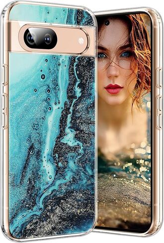 حافظة رخامية لهاتف Google Pixel 8A 5G، حافظة TPU شفافة من السيليكون الناعم للنساء، غطاء حماية مضاد للخدش ومضاد للصدمات لهاتف Google Pixel 8A 6.1 بوصة (ثلجي) in Kuwait