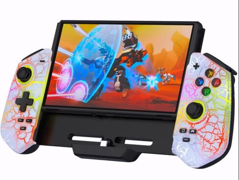 وحدات تحكم التبديل لنينتندو سويتش/OLED، استبدال لوحة تحكم Joypad للوضع المحمول - USB-C التوصيل والتشغيل وحدة تحكم Switch Pro، مفتاح Joypad قطعة واحدة مع عصا التحكم في القاعة/RGB/4 فتحات ألعاب/محرك مزدوج in Saudi Arabia
