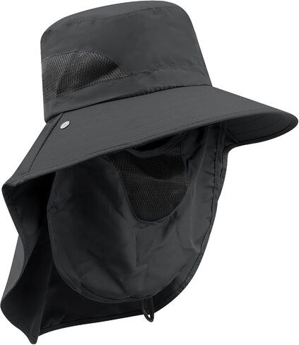 CLAPE Sun Protection Hat Wide Brim Fishing Hat Neck Face Flap Outdoor Caps Women Men Quick Dry Bucket Hat Jungle Bush Caps in Saudi Arabia